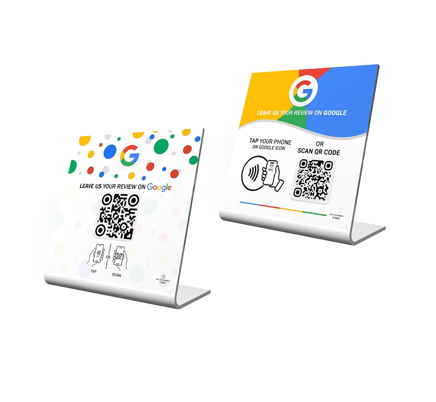 NFC Tag Google Review Stand - Digital Business Card to Boost Customer Reviews - Tap NFC & Scan QR code - Business sign holder review sign