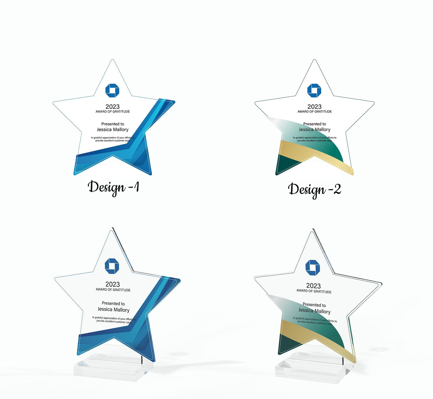 Artblox Personalized star employee of the year or month award engraved glass award corporate trophy award - company awards ceremony plaque