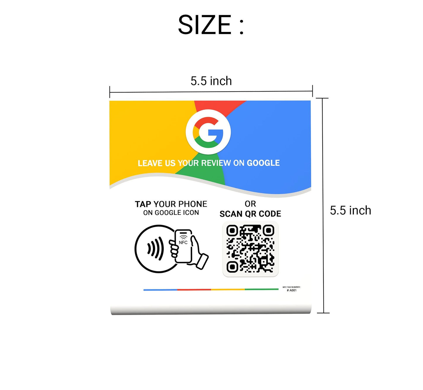 NFC Tag Google Review Stand - Digital Business Card to Boost Customer Reviews - Tap NFC & Scan QR code - Business sign holder review sign