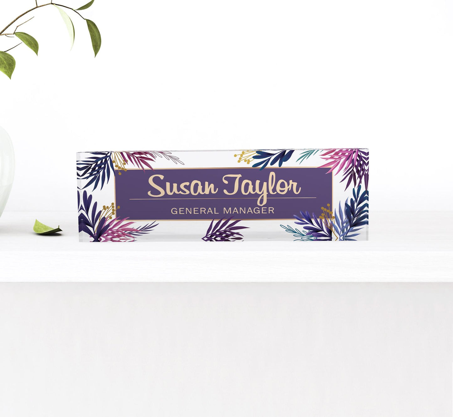 Personalized Desk Name Plate For Office Desk Abstract Design On Acrylic Glass Cute Work Promotion Christmas Customized Gifts Office Decor