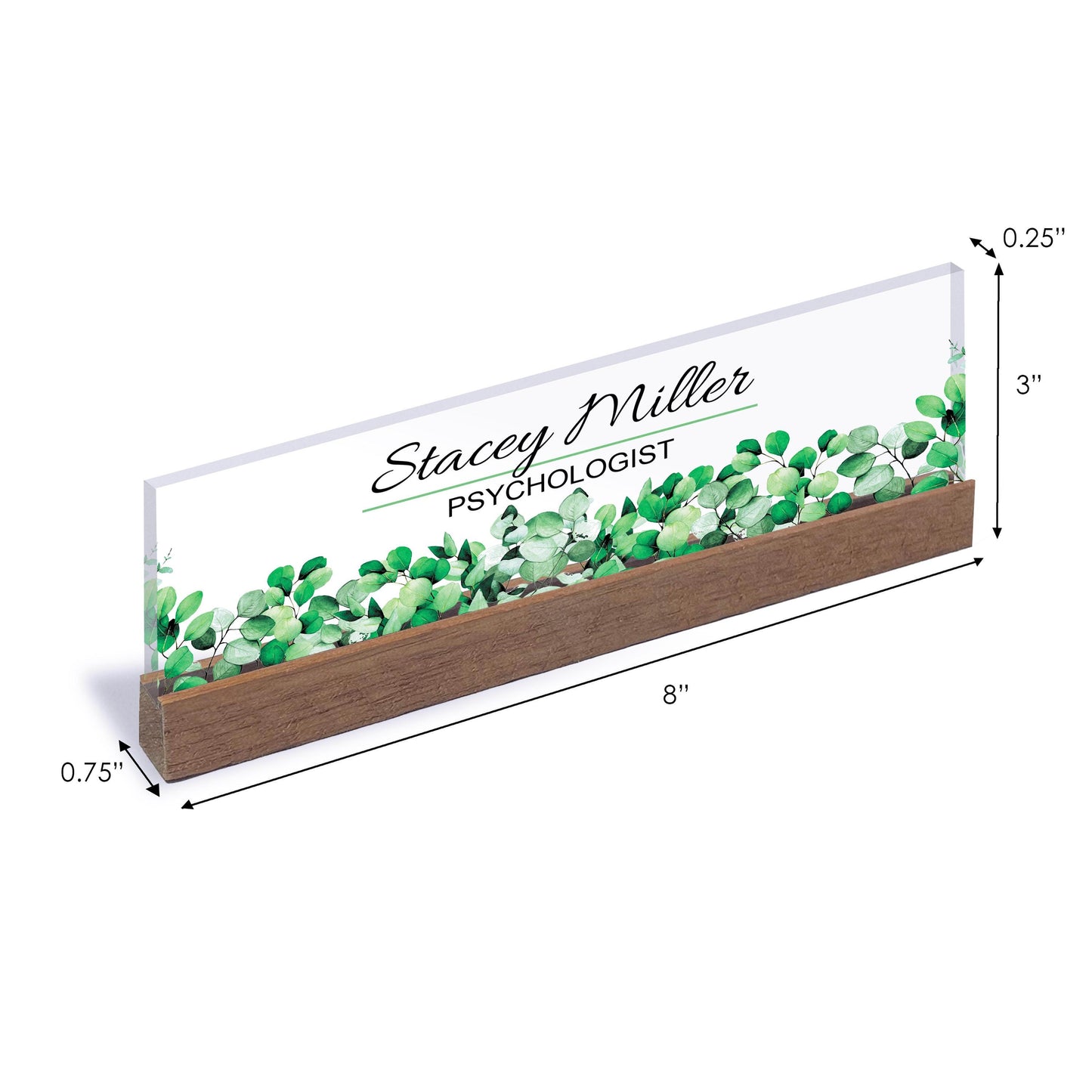 Personalized Desk Name Plate| Daisy Design Office Desk Decor On Clear Acrylic Glass | Custom Nameplate Sign | Personalized Gift