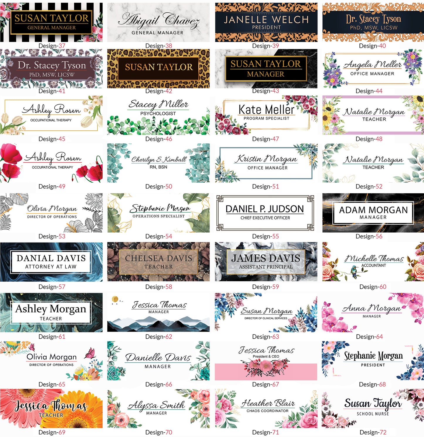 Personalized Floral Name Plate / Custom Floral Desk