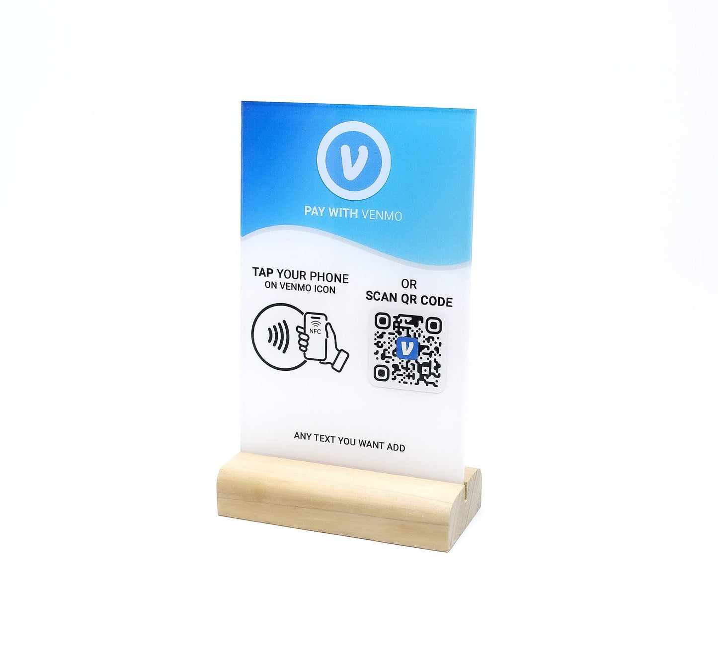 Artblox - Personalized business leave a review, qr code sign, google review , venmo, cash app with wood stand and NFC