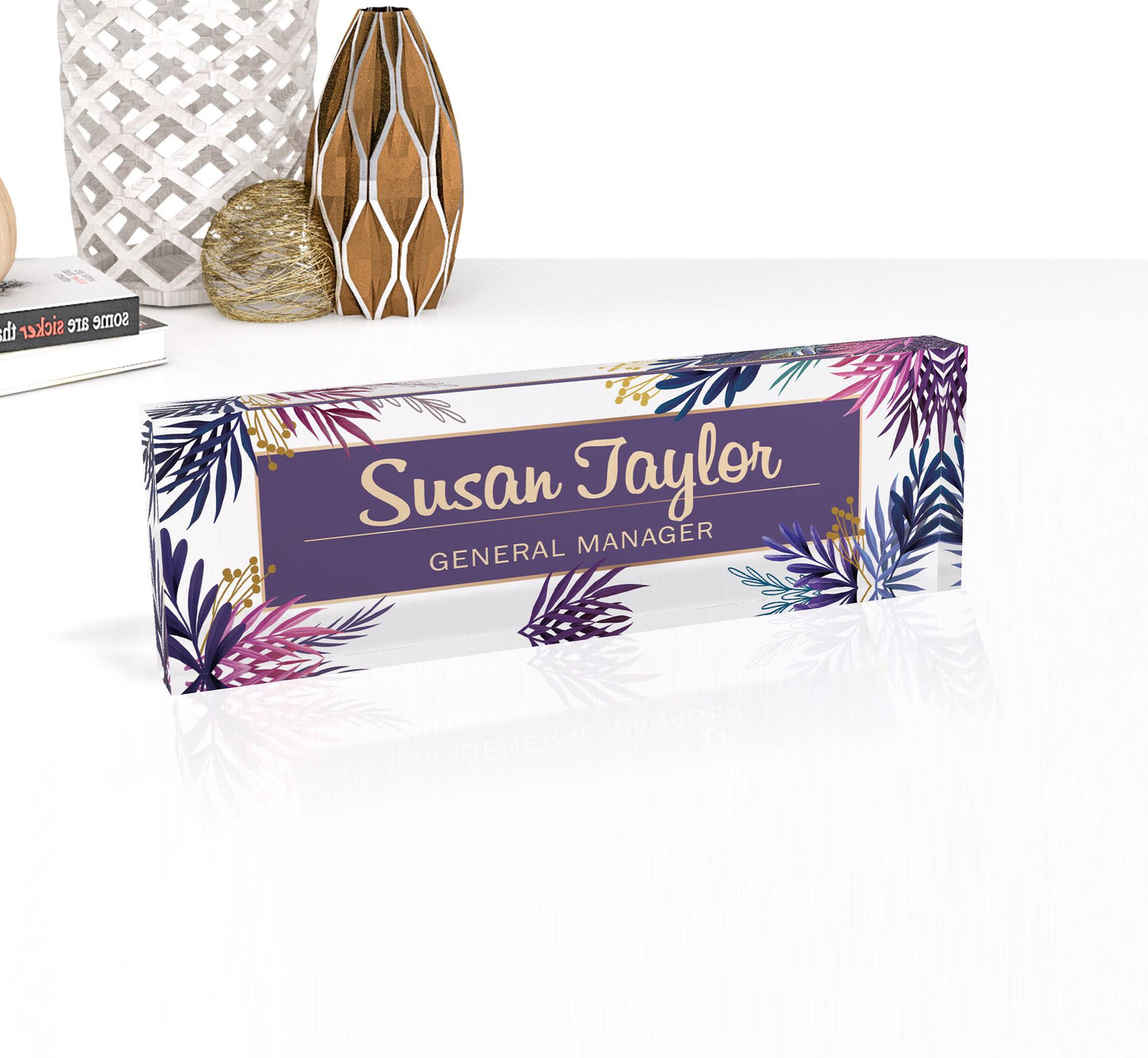 Personalized Desk Name Plate For Office Desk Abstract Design On Acrylic Glass Cute Work Promotion Christmas Customized Gifts Office Decor