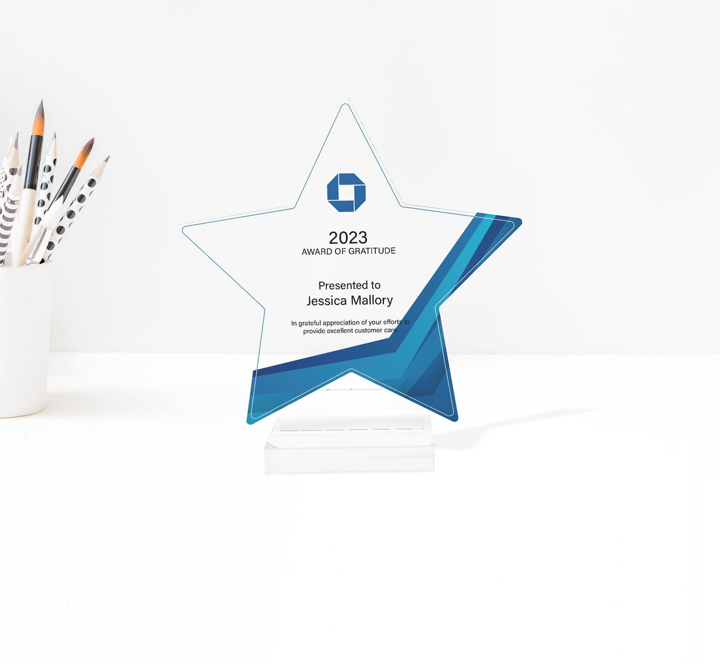 Artblox Personalized star employee of the year or month award engraved glass award corporate trophy award - company awards ceremony plaque