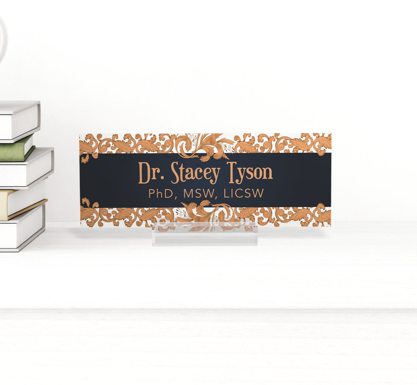 Personalized name plate, office desk gifts, name plate for graduation, glassacrylic, name plaque, nurse gift, gift new office, flower