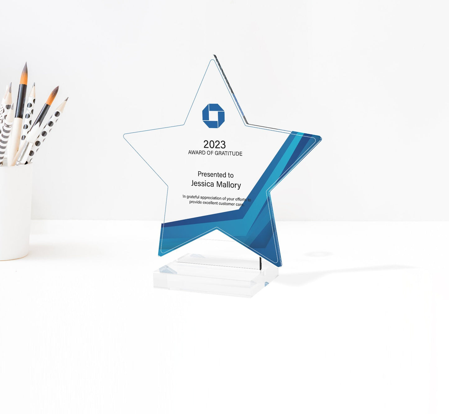 Artblox Personalized star employee of the year or month award engraved glass award corporate trophy award - company awards ceremony plaque