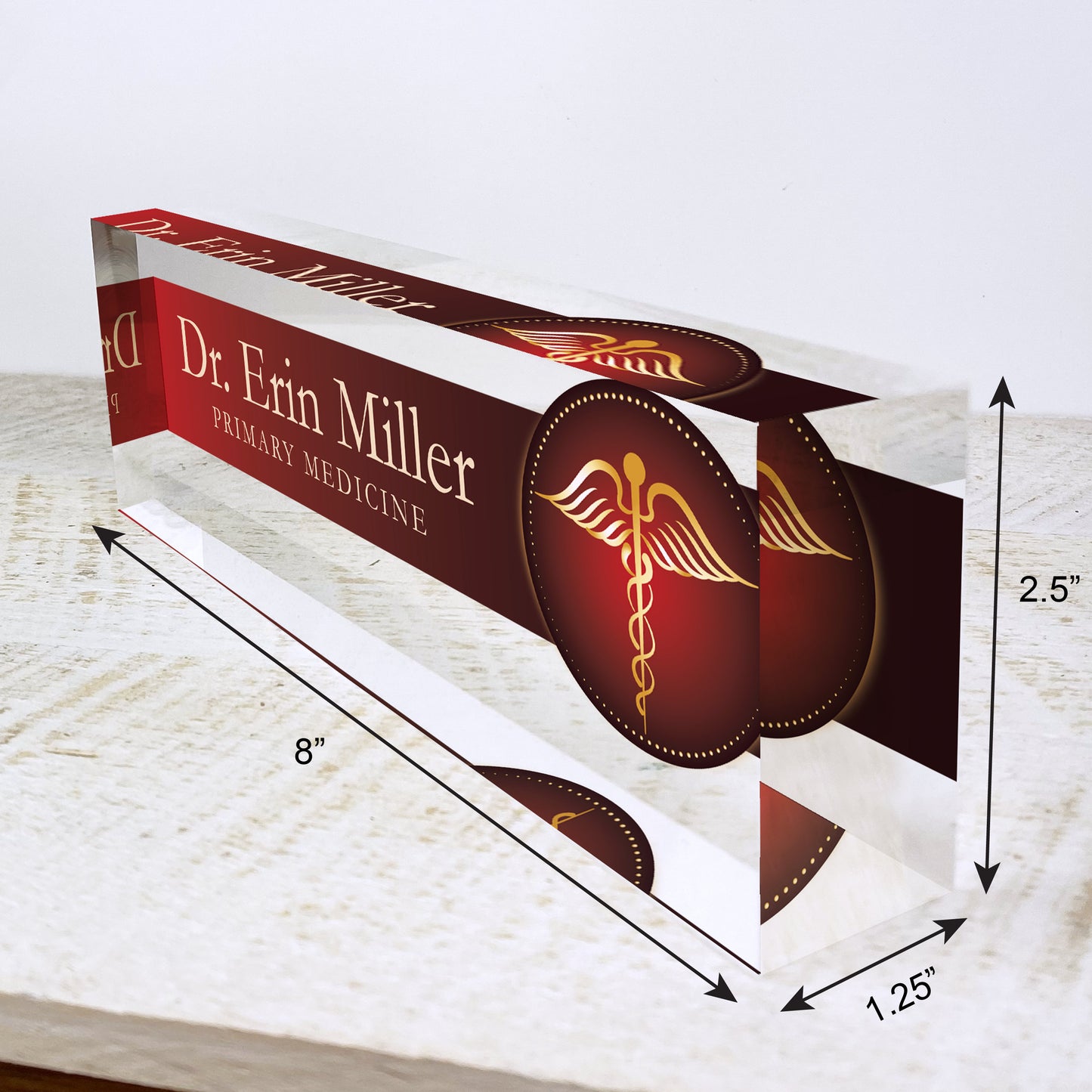 Personalized Name Plate for Desk | Medic Design On Clear Acrylic Glass | Custom Office Decor Nameplate Sign | Personalized Gift