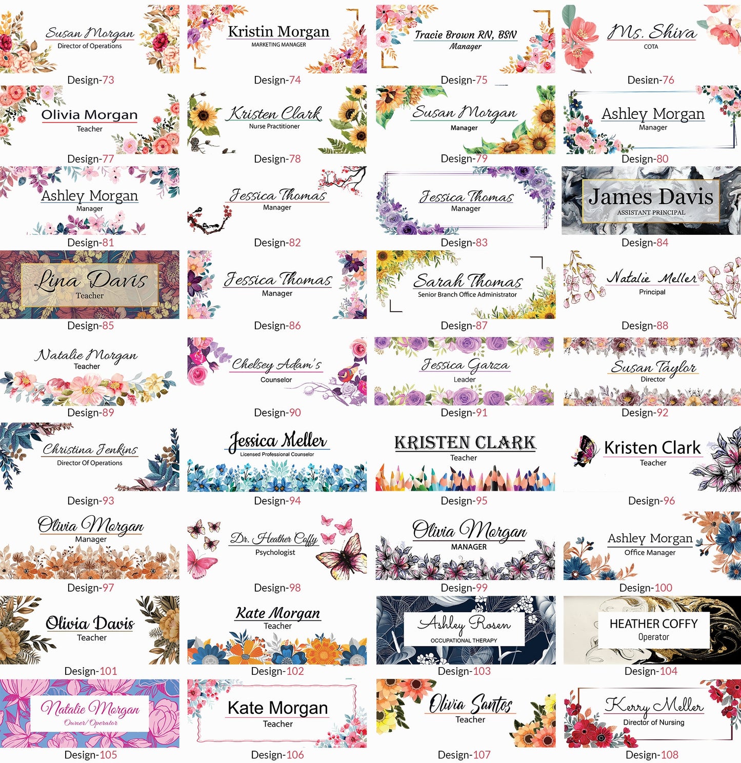 Personalized Floral Name Plate / Custom Floral Desk