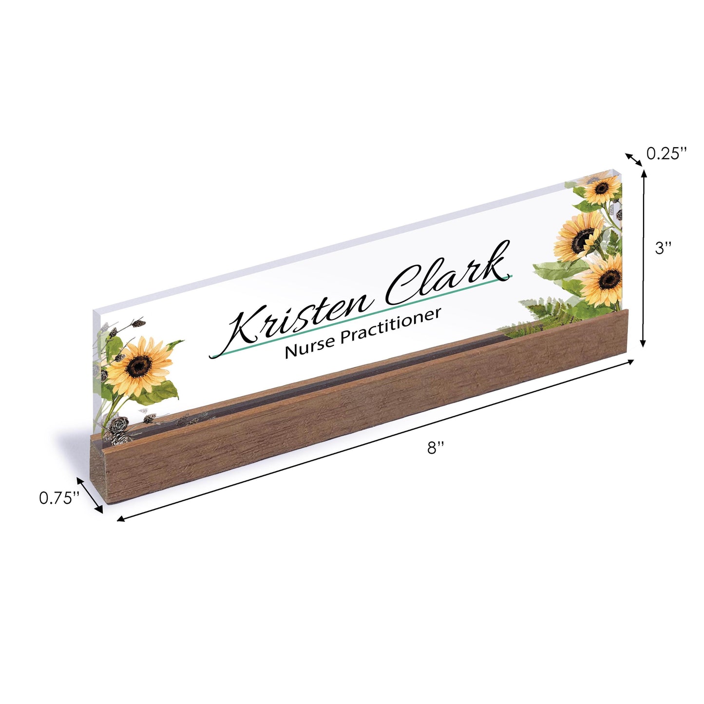 Custom Clear Acrylic Thick 8x2.5" - Desk Name Plate Block with Personalized Logo Gift for Teacher Co-workers Christmas Gift Thanksgiving