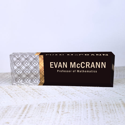 Personalized Name Plate for Desk | Elegant Design On Clear Acrylic Glass | Custom Office Decor Nameplate Sign | Personalized Gift