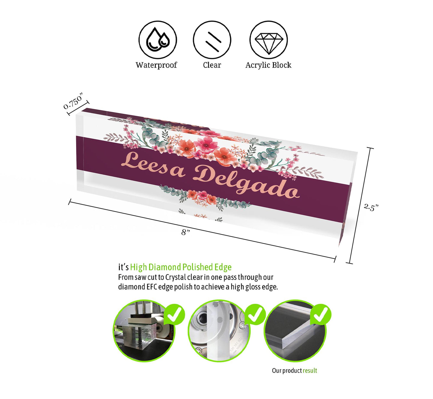 Personalized Acrylic Name Block - Custom Minimal Executive Desk CEO Sign New Job Office Decor Graduate Promotion