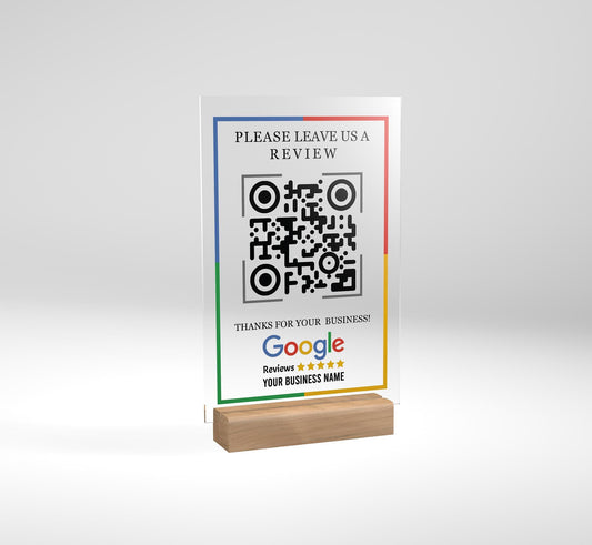 Personalized Business Google Review Sign, Acrylic Sign, Ask For Review QR Code Sign, Business Review Link, Yelp Review Sign