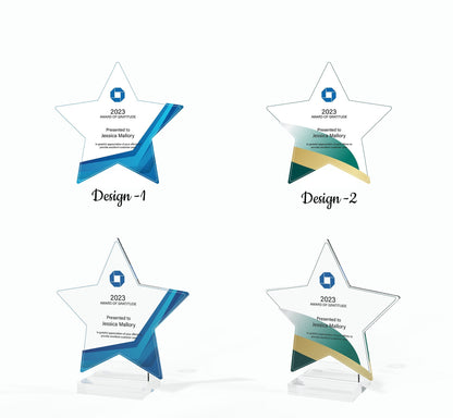 Artblox Personalized star employee of the year or month award engraved glass award corporate trophy award - company awards ceremony plaque
