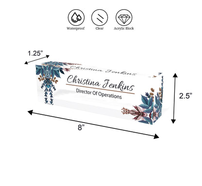 Custom Name Plates for Desk, Office Decoration for Men and Women, Clear Acrylic Desk Name Plate