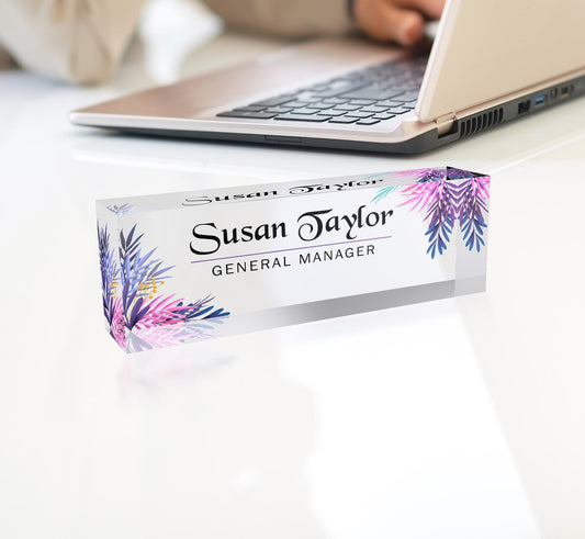 Desk Plaque - Personalized Acrylic Name Plate for Desk- Custom Name Sign - Professional Gift for Graduation, Promotion, New Job