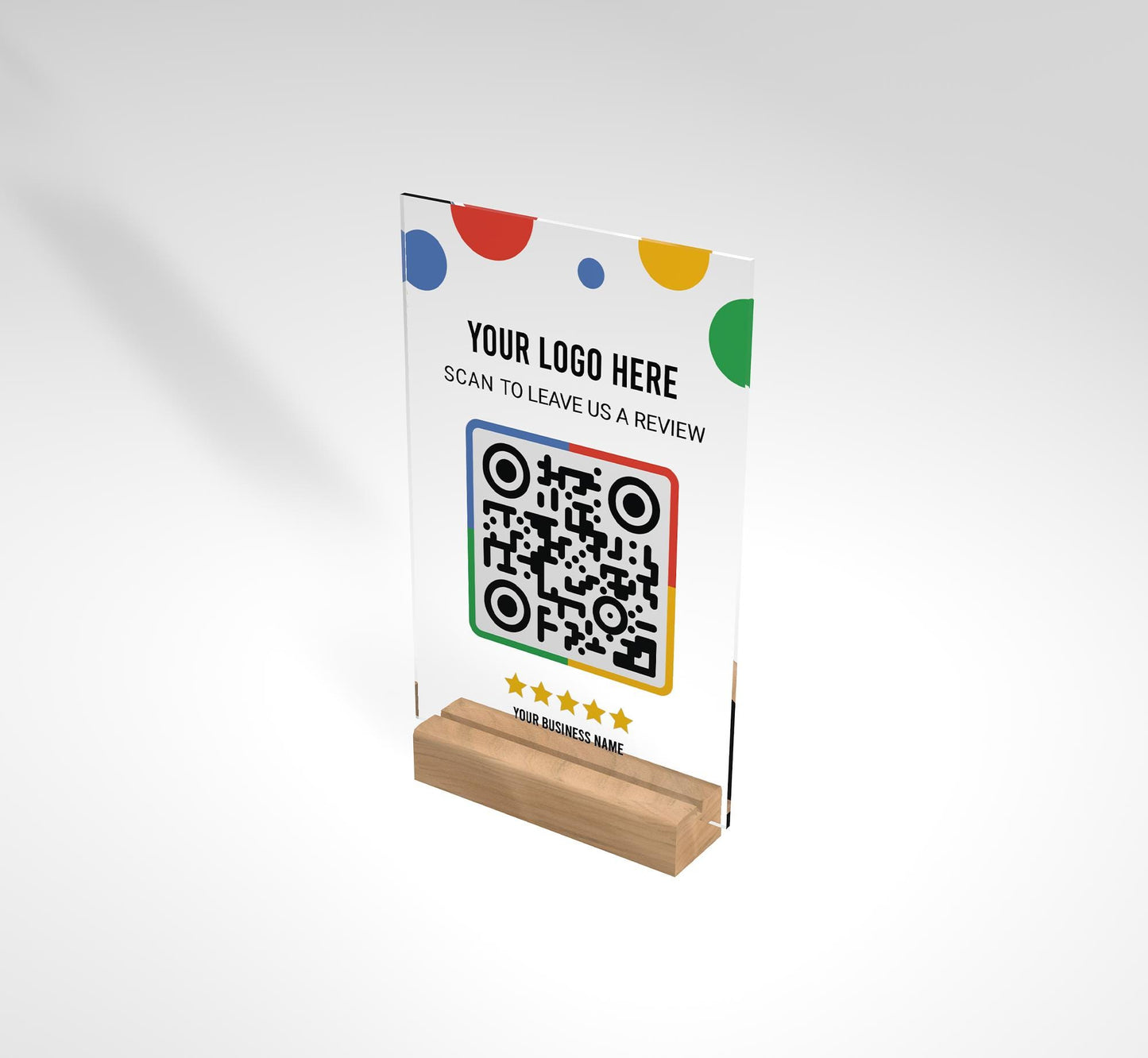 Please Leave Us A Review — Custom QR Code Acrylic Display, Easy Online Feedback, Acrylic Plaque with Clear Custom Stand, Restaurant Reviews