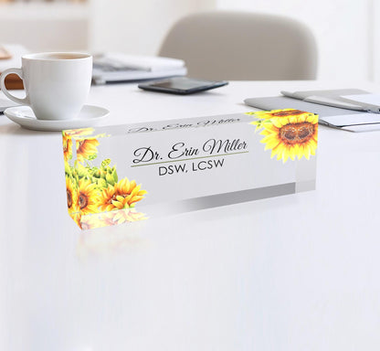 Custom Name Plate for Desk | Office Decor | Desk Nameplate | Personalized Gift | Acrylic Plaque | Gift for Women | Gift for Lady | Sunflower