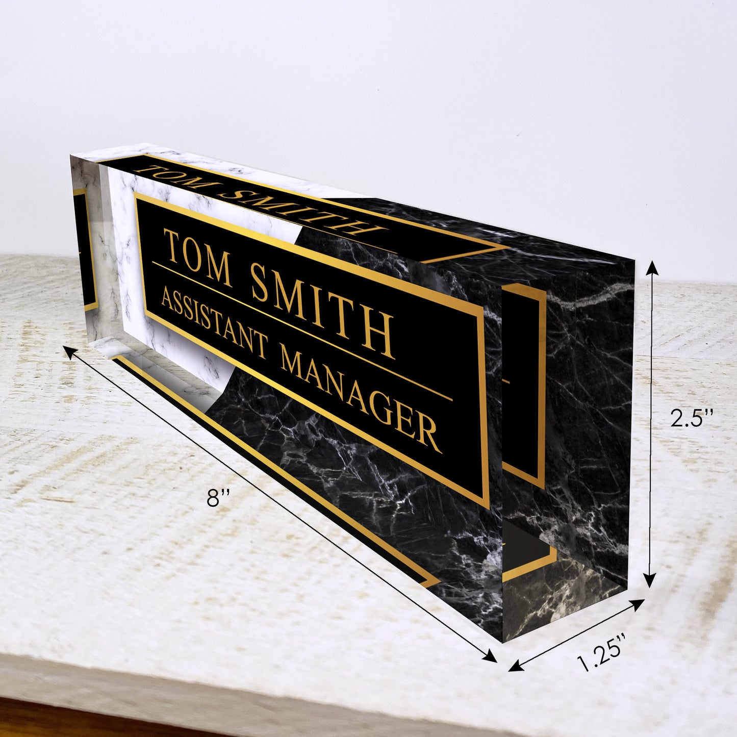 Personalized Desk Name Plate For Office Desk Marble Design On Acrylic Glass Cute Work Promotion Christmas Customized Gifts Office Decor