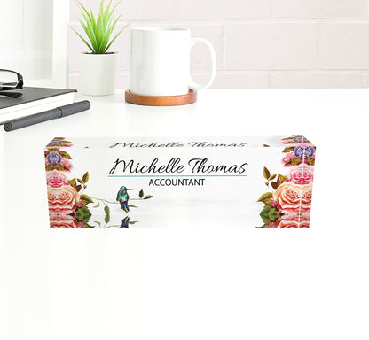 ARTBLOX | Custom Acrylic Name Plate Personalize Desk Plaque for Office Hospital Teacher Decoration Birds Design