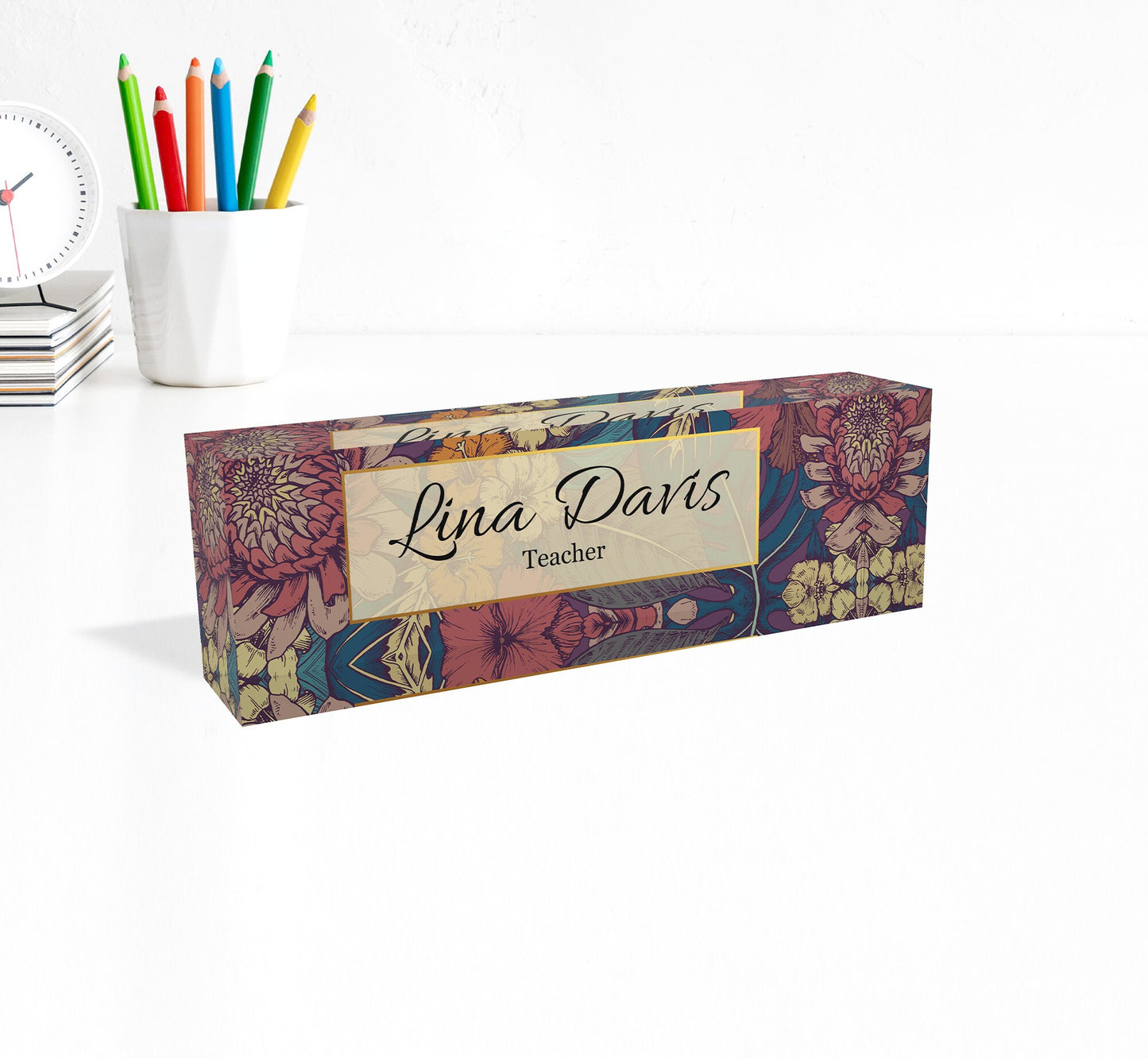 Artblox - Personalized acrylic name plate for desk, custom office name sign, graduation gift, office decor, teacher gift