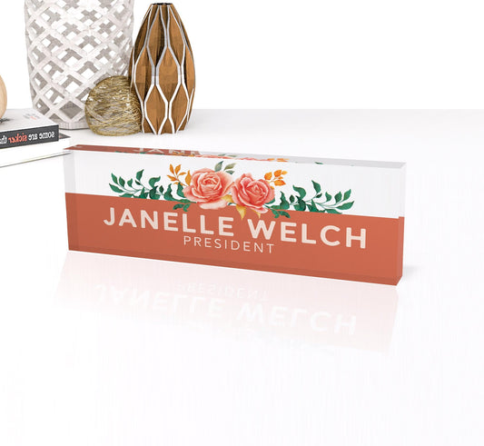 Desk Name Plate, Acrylic Name Plate, custom engraved office sign, personalized desk name plate plaque 0.750" thick