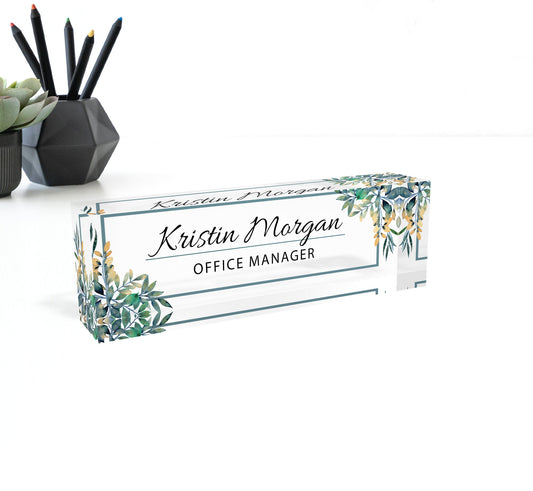 ARTBLOX | Custom Name Plate for Desk | Office Décor | Desk Nameplate | Personalized Gift | Acrylic Plaque | Gift for Women | Gift for Lady