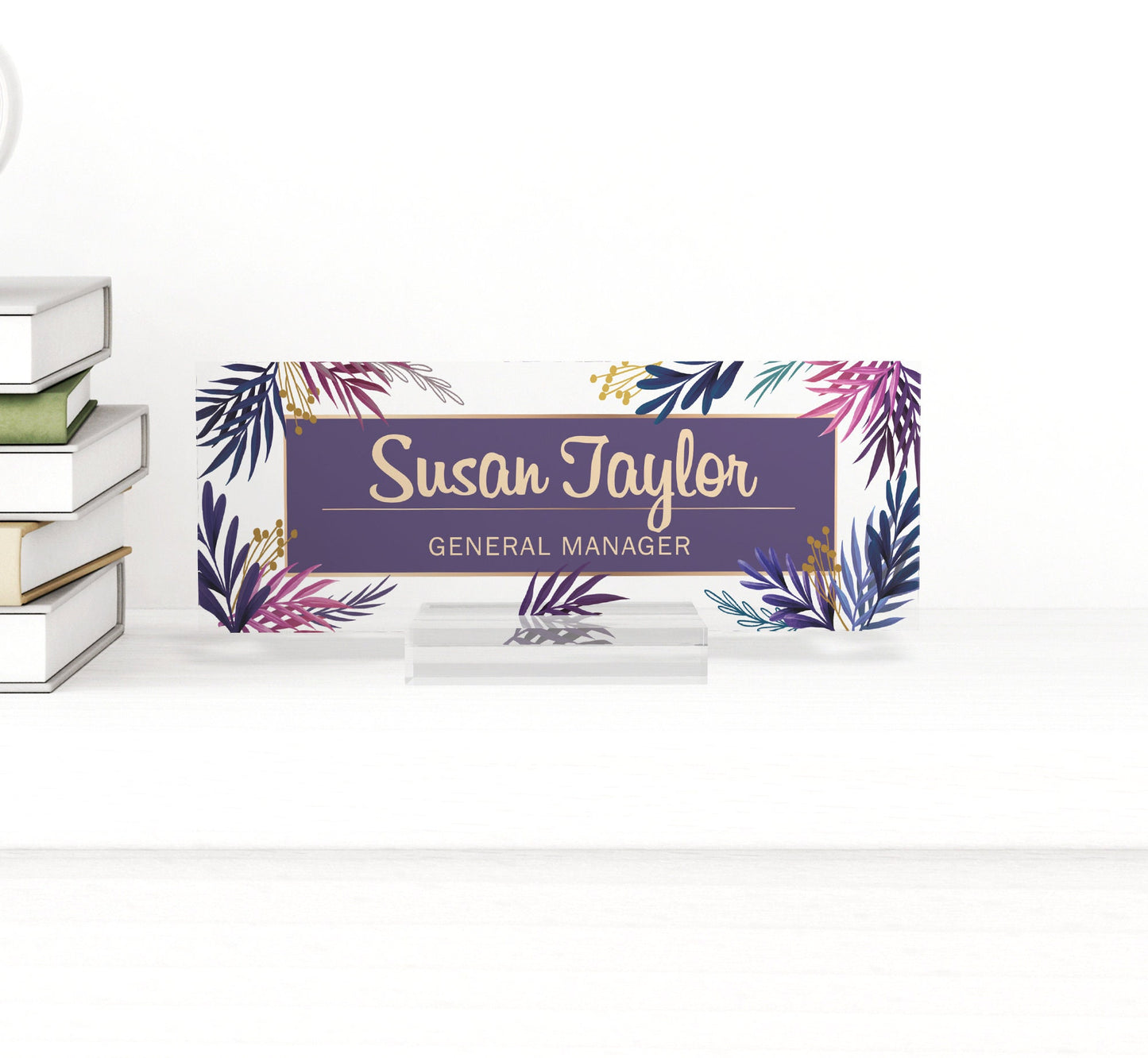 Custom name sign,office desk name plate,wood and acrylic sign,advencement gift,namensschild