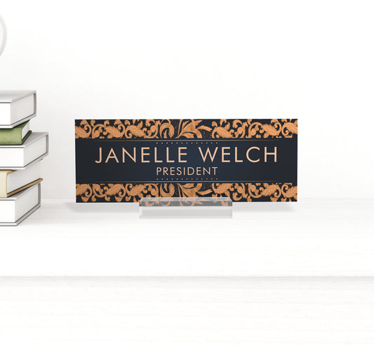 ARTBLOX - desk acrylic plaque with wooden base, custom office decor nameplate sign, desk sign, gift for men, office gift for boss