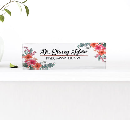 Custom Acrylic Name Plate, Office Name Plate, Personalized Name Plate, New Job Gift, CoWorker Gift, Custom Office Desk Decor, Phd Gift