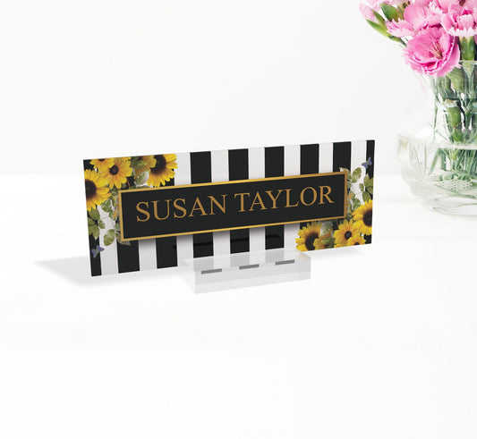 Personalized desk name plate with wooden base, lighted acrylic nameplate, desk accessories, office gifts for boss coworker - Artblox