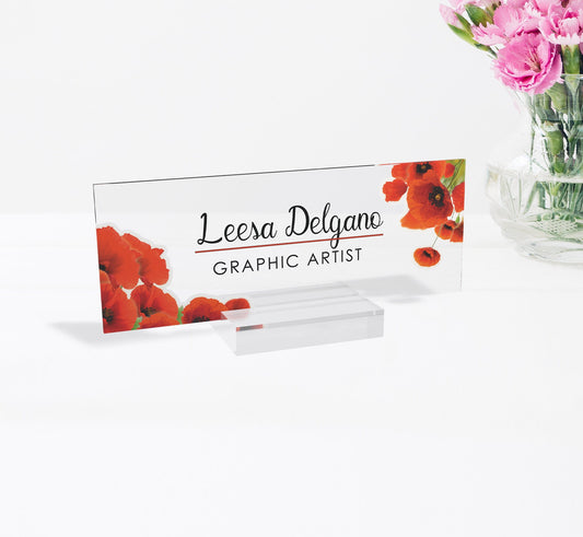 Customized Clear Acrylic Thick Option - Desk Name Plate Block with Personalized Logo - Professional Office Decor - Gift for Teacher