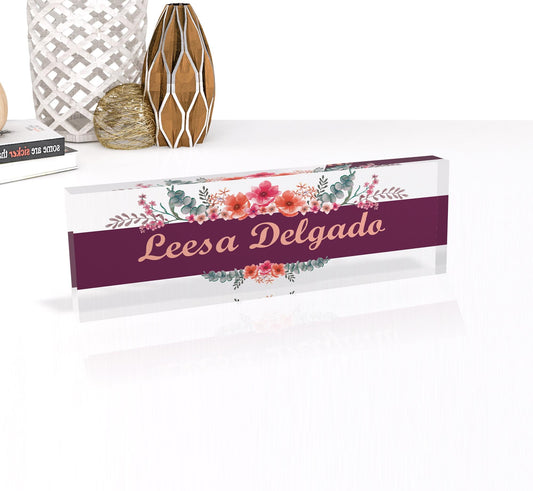 Personalized Acrylic Name Block - Custom Minimal Executive Desk CEO Sign New Job Office Decor Graduate Promotion