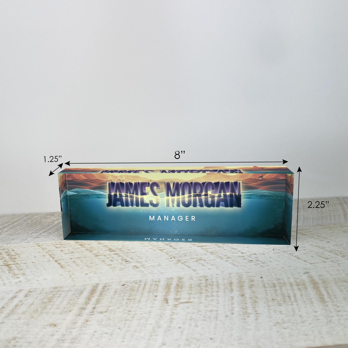 Desk Name Plate Personalized, Office Desk Plate, Desk Sign, Custom Office Nameplate Sign, Custom Name Plate, Office Gift, Under Water 3D