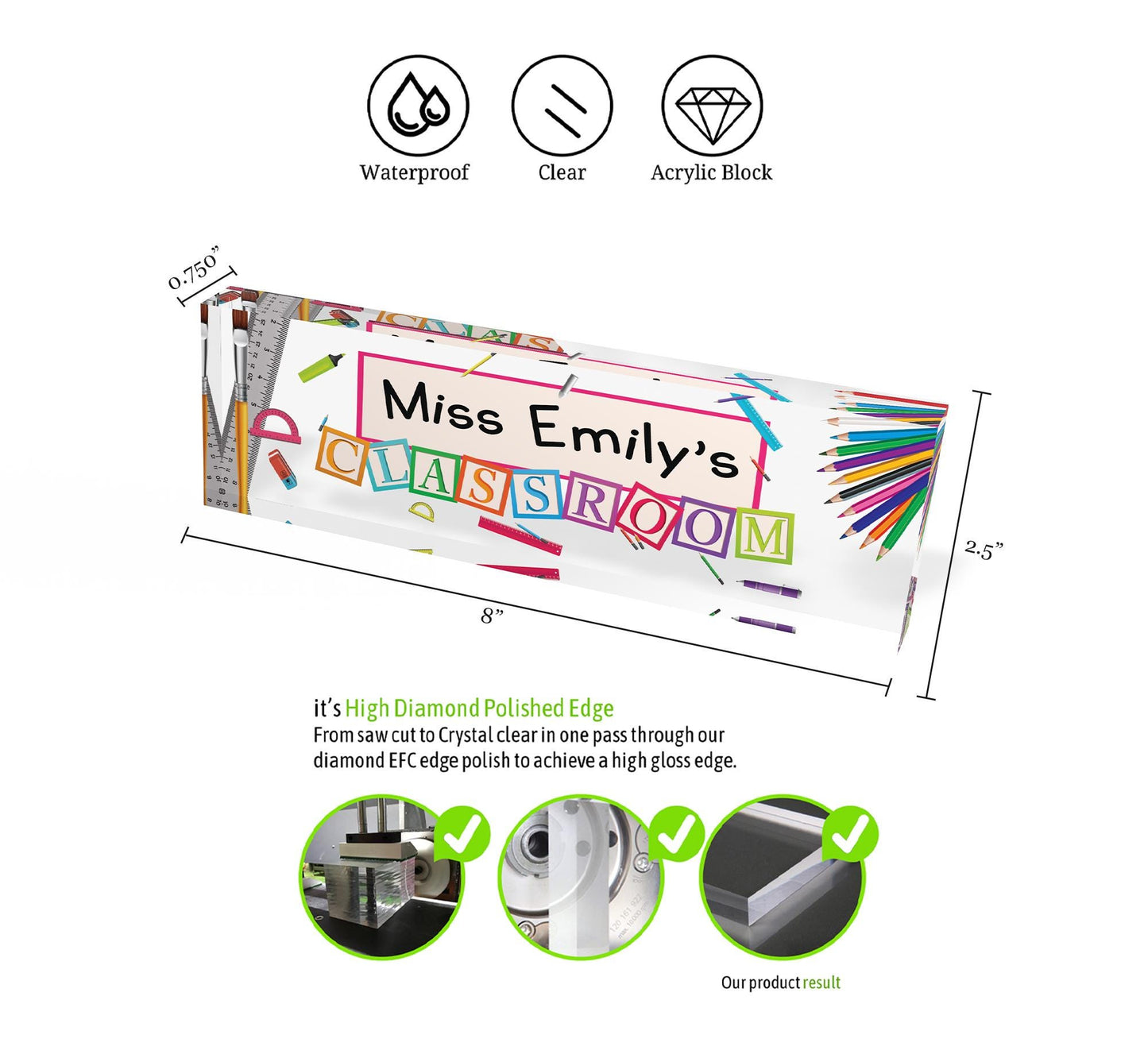 Personalized Name Plate for Desk, Wild School Design On Clear Acrylic Glass, Custom Office Decor Nameplate Sign, Personalized Gift