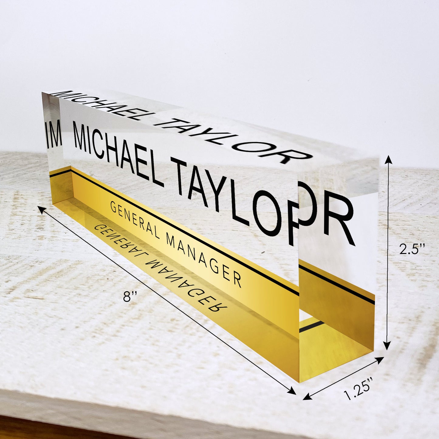 Personalized Desk Name Plate For Office Desk Gold Stripe Design On Acrylic Glass Cute Work Promotion Christmas Customized Gifts Office Decor
