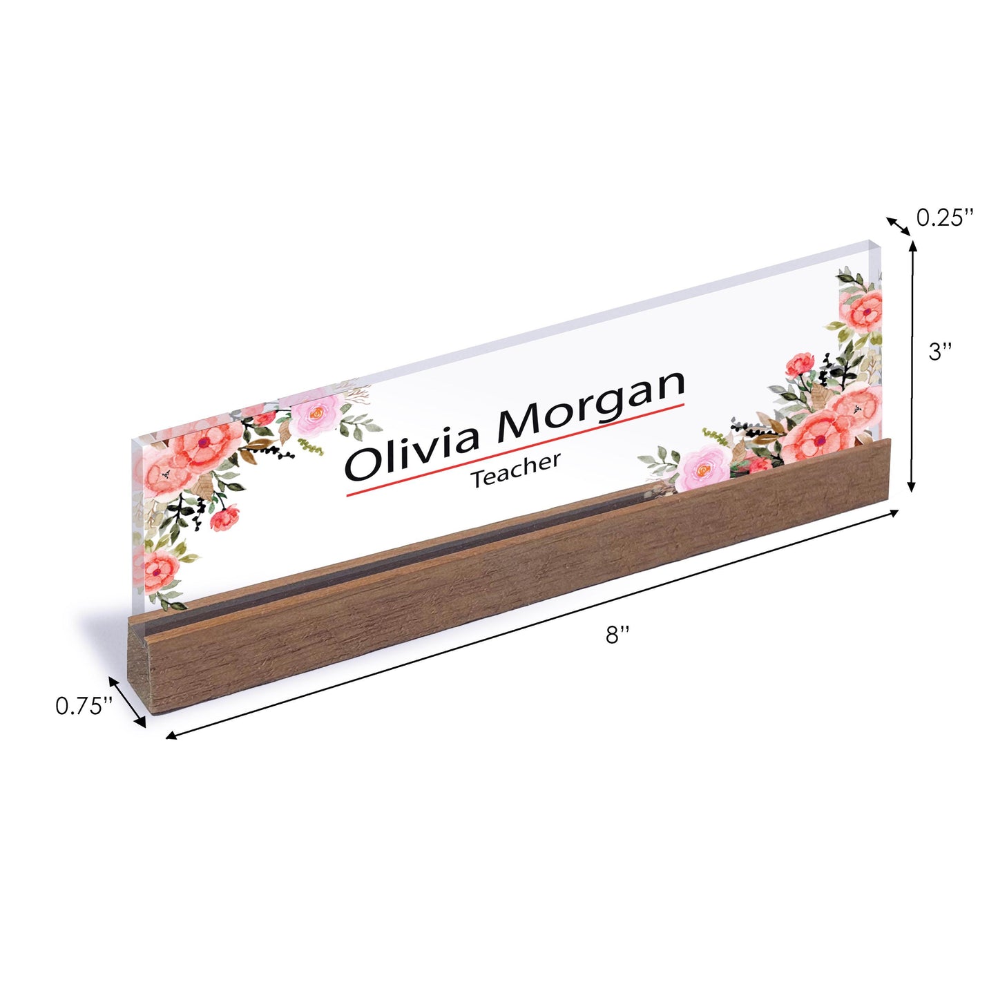 Executive Personalized Desk Name Plate, Custom Engraved Desk Sign, Plaque, Office, Flower Office Sign