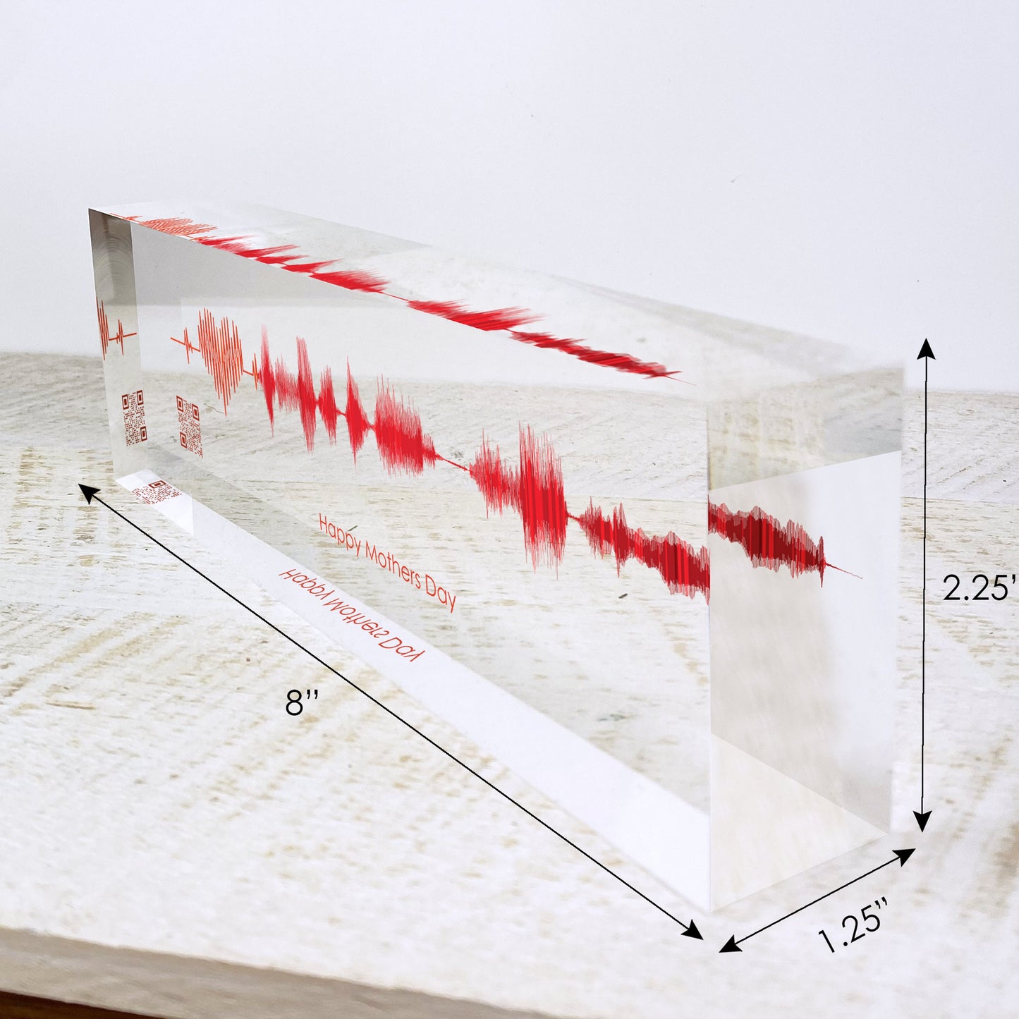 Mothers Day Sound Wave Art  - Custom Soundwave of your Personal Voice or Song Printed on Acrylic Glass Block