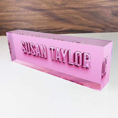 Custom 3D Name Plate for Desk | Office Decor | Desk Nameplate | Personalized Acrylic Plaque | Gifts for Women Lady, Crystal 3D design