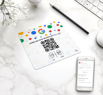 Tap Google Review Stand - Tap for Instant Reviews - All Phones Compatible - Smart Tap NFC & QR Sign - Boost Business Reviews ,White Acrylic