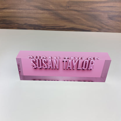 Custom 3D Name Plate for Desk | Office Decor | Desk Nameplate | Personalized Acrylic Plaque | Gifts for Women Lady, Crystal 3D design