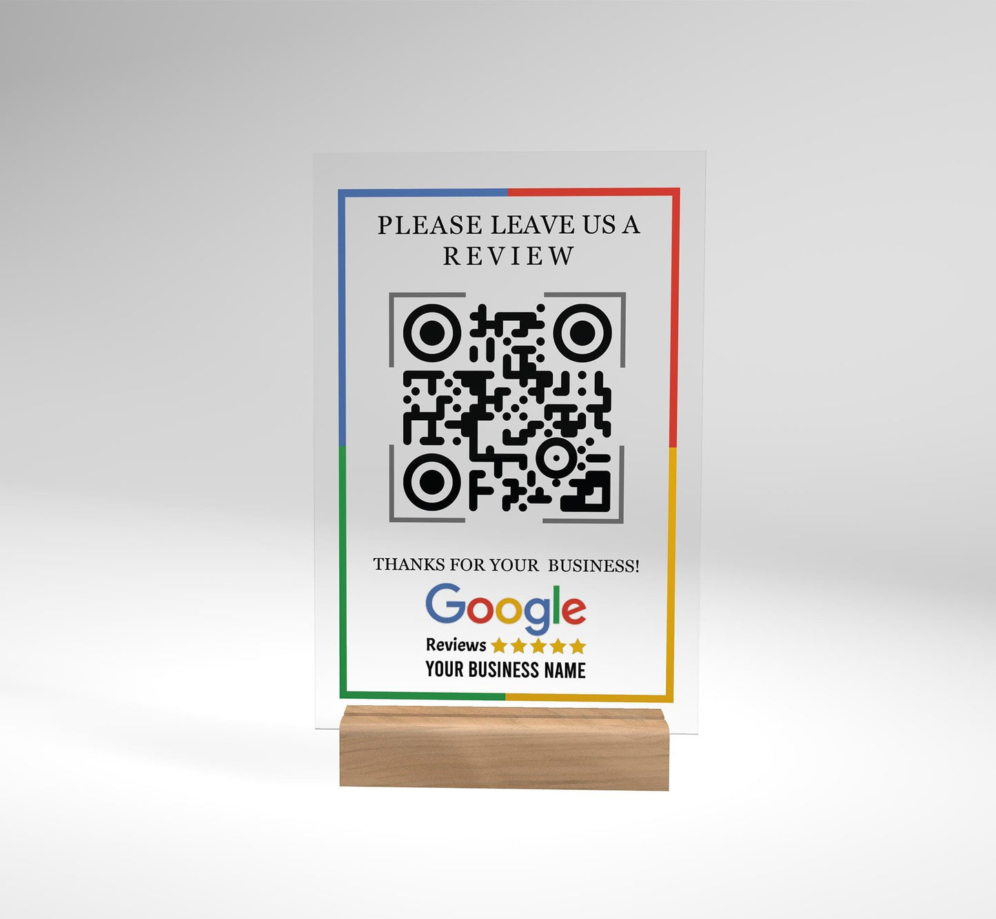 Personalized Business Google Review Sign, Acrylic Sign, Ask For Review QR Code Sign, Business Review Link, Yelp Review Sign