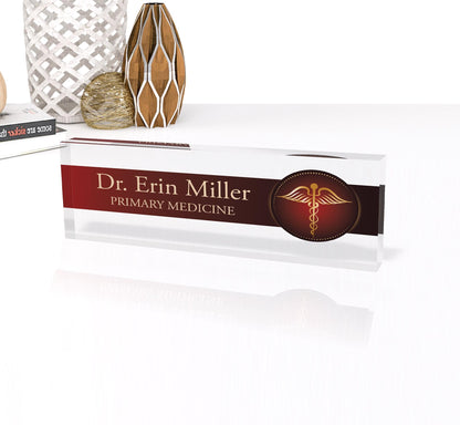 Desk Clear Acrylic, Green Leaf Desk Name Plate, Office Decor, Custom Name Plate, Personalized Gift, Gift for Her, Graduation Gift