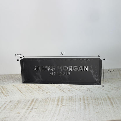 Desk Plaque 3D - Personalized Acrylic 3D Name Plate for Custom Name - Professional Gift for Graduation, Promotion, New Job , Black Marble