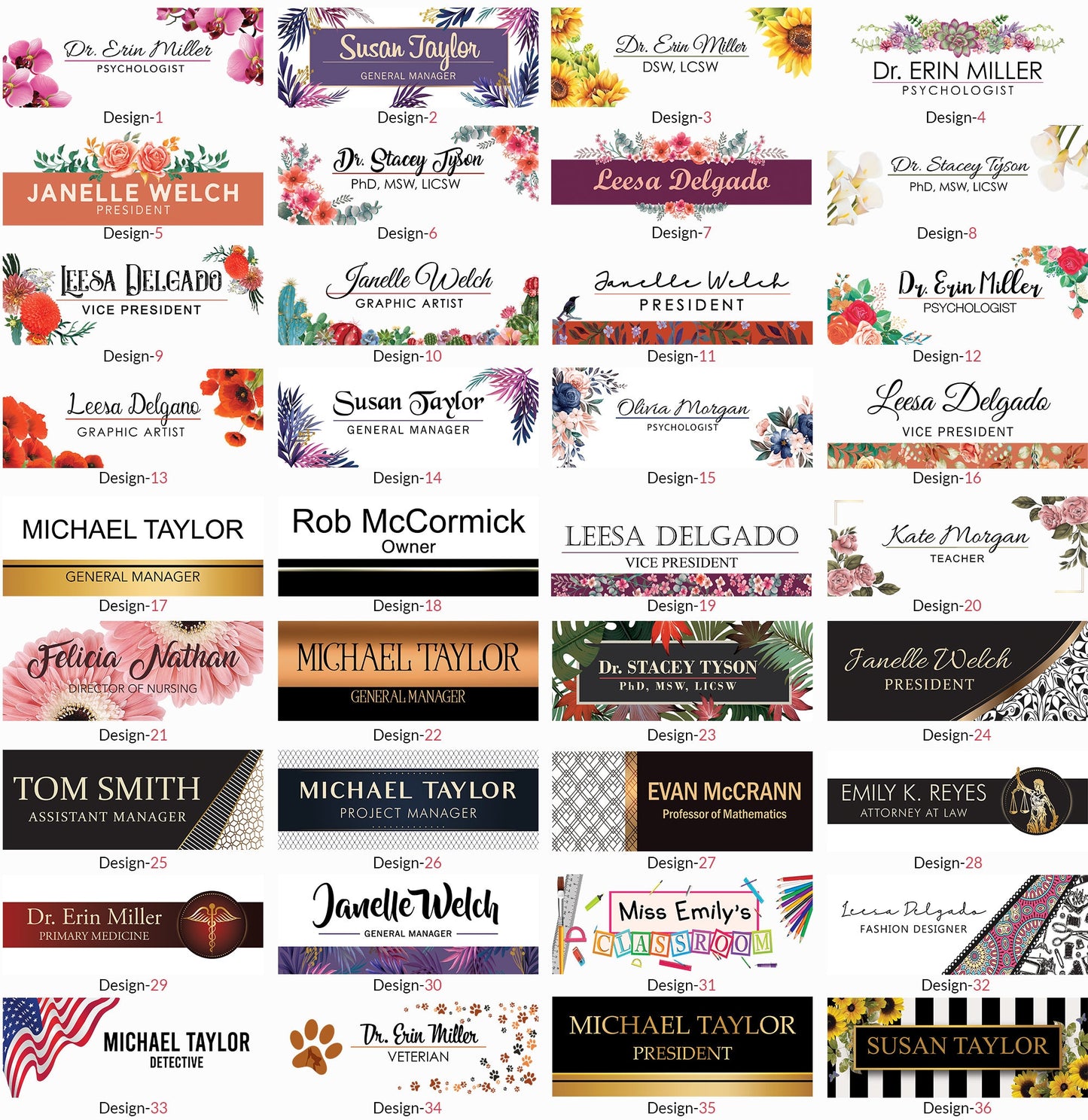 Personalized Desk Name Plate| Autumn Flowers Design Office Desk Decor On Clear Acrylic Glass | Custom Nameplate Sign | Personalized Gift