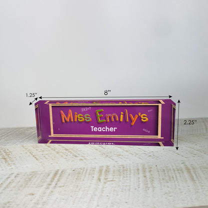 Personalized 3D Teacher Acrylic Desk Plaque, Customizable Acrylic Name Plate Block, Executive Desk Name Sign, Social Worker Name Sign