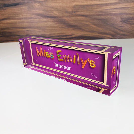 Personalized 3D Teacher Acrylic Desk Plaque, Customizable Acrylic Name Plate Block, Executive Desk Name Sign, Social Worker Name Sign