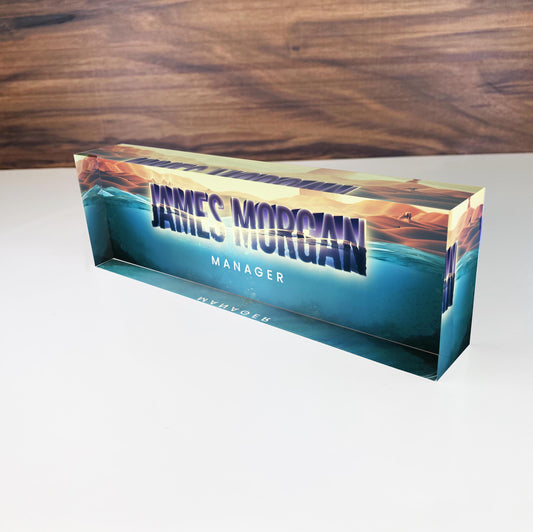 Desk Name Plate Personalized, Office Desk Plate, Desk Sign, Custom Office Nameplate Sign, Custom Name Plate, Office Gift, Under Water 3D
