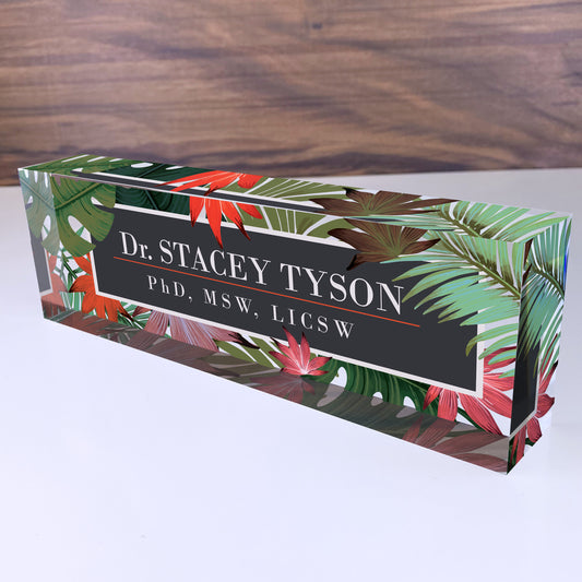 Personalized Desk Name Plate For Office Desk Printed On Acrylic Glass Cute Work Promotion Christmas Customized Gifts Office Decor