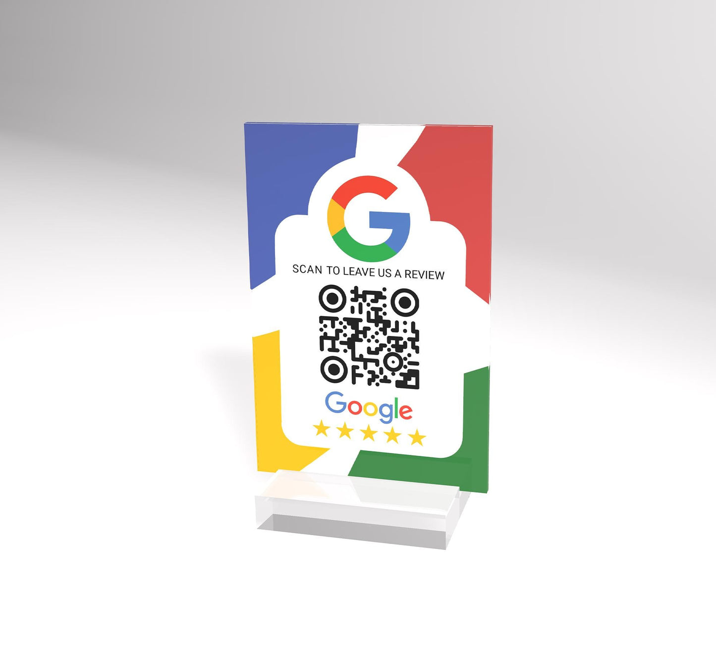 Please Leave Us A Review — Custom QR Code Acrylic Display, Easy Online Feedback, Acrylic Plaque with Clear Custom Stand, Restaurant Reviews